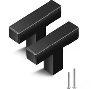 Lot de 10 poignées carrées en T noires, à trou unique, pour placard, salle de bain, commode, porte, noir mat