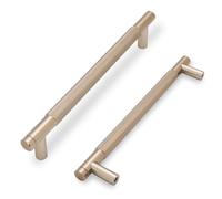 Lot de 10 poignées d'armoire moletées en bronze champagne, 160 mm, poignées d'armoire de cuisine, tiroirs, poignées de porte élégantes pour rénovation de maison