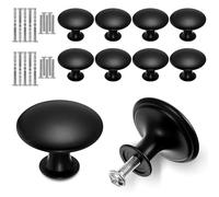 Lot de 10 poignées de meuble - Noir - 30 mm - Mat - Style vintage - Avec vis - Pour tiroirs, armoires, meubles, armoires de cuisine, penderie, commodes