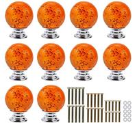 Lot de 10 poignées de porte en verre cristal transparent 30 mm avec boule à bulles - Poignées de porte d'armoire, orange