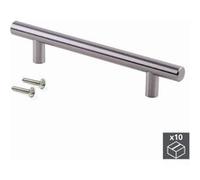 Emuca Poignée pour meuble 9164251 Ø12 mm Entraxe 448 mm Acier nickel satiné Lot 10 pièces