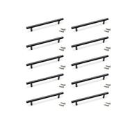 Emuca – Lot de 10 poignées Orlando pour meubles, L252 mm, entraxe 192 mm, acier peint noir