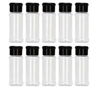 Lot de 10 Poivrières bouteilles À épices avec Couvercles À Charnière, Fond Transparent, Flacons Doseurs, Bouteilles Shaker, Rechargeables
