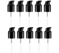 Lot de 10 pompes à fond de teint en plastique noir de 415/20 mm avec verrou rotatif et couvercle de rechange pour cosmétiques, lotion, huile essentielle