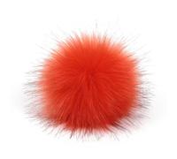 Lot de 10 pompons en fourrure synthétique de 10 cm avec boucle cachée - Pour bricolage, artisanat, mariages, anniversaires, Noël, accessoires de vêtements - Orange