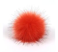 Lot de 10 pompons en fourrure synthétique de 15 cm avec bouton pression - Grand pompon en fourrure synthétique - Pour chapeaux, bonnets, sacs, décoration de Noël - Orange