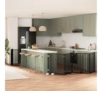 Lot de 10 portails pour chien avec porte pliable noir 800 cm en bois de peuplier avec porte verrouillable sans perçage barrière de sécurité pour salon, cuisine, escalier