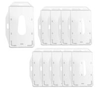 Lot de 10 Porte Badge - Plastique Rigide Transparent - Pour cartes standard - Port vertical/horizontal Phonillico®