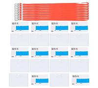 Lot de 10 porte-badges en PVC |Pochettes transparentes anti-déversement pour carte d'identité de travail/pass d'exposition/carte d'étudiant |Cordon souple avec tour de cou (Red)