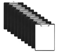Lot de 10 porte-bloc A4 en plastique noir A4 avec pince métallique et œillet de suspension caché, porte-bloc extra épais A4 pour papeterie, dessins, école et bureau