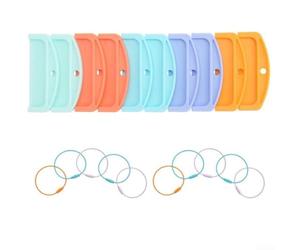 Lot de 10 porte-cartes avec boucles, ensemble de bagues portables réutilisables, organisateur de stockage d'histoires audio, transport de voyage en ABS pour les familles