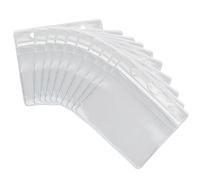 Lot de 10 porte-cartes en plastique, 98 x 82 mm, transparents et imperméables, porte-badges avec étiquette nominative, porte-badges en plastique, porte-badges double face, porte-cartes à lanière