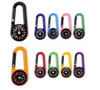 Lot de 10 porte-clés avec boussole et mousqueton, mousqueton boussole, porte-clés, mini boussole multicolore, mini boussole, mini boussole, petite boussole de survie, pour l'extérieur, la randonnée