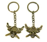 Lot de 10 porte-clés Bronze antique W1GT8I Pirate Skull