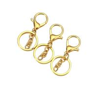 Lot de 10 porte-clés de 30 à 70 mm et fermoir mousqueton de 70 mm avec crochet plaqué or/argent pour porte-clés et accessoires de sac artisanaux