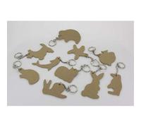 Lot de 10 porte-clés en bois médium thème animaux assortis