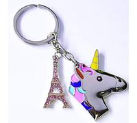 PORTACHIAVI Lot de 10 Porte-clés en métal Motif Licorne Tour Eiffel 7 cm