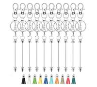 Lot De 10 Porte-clés En Perles Colorées Tiges De Perles Multicolores Pour La Conception De Porte-clés À Breloques