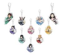 Lot de 10 Porte-Clés et Pendentifs Anime Ghost Demon Nezuko Kanroji Mitsuri Kochou Shinobu - Personnages Kawaii, Cadeau Parfait pour Otakus et Fans d'Anime