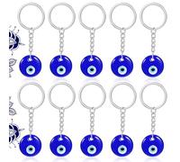 Lot de 10 porte-clés Evil Eye - Pendentif en verre - Œil bleu turc - Pour sac de voiture, clés, bijoux, décoration à suspendre, cadeau