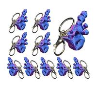 Lot de 10 porte-clés flexibles multi-articulations dégradés - Joli porte-clés imprimé - Pour les amoureux des animaux domestiques - Accessoire unique de démarrage de conversation, bleu, taille unique