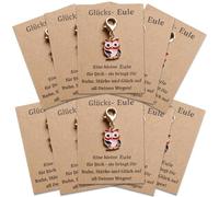 Lot de 10 porte-clés hibou porte-bonheur avec carte cadeau | Porte-clés hibou porte-bonheur avec carte, porte-bonheur pour examen, remise de diplôme, Nouvel An, enfants et idée cadeau