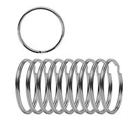 Lot de 10 porte-clés plats de 5,1 cm - Grands porte-clés fendus - En acier argenté à bords arrondis - Connecteur robuste pour porte-clés