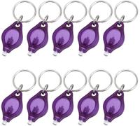 Lot de 10 porte-clés violets avec lampe UV - Compacts, légers, deux modes pour la vérification des devises et des pièces d'identité