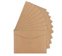 Lot de 10 porte-documents en carton et papier kraft Format A4 Pochette Document en Papier Kraft de Portable Document Dossier avec Ligne Boucle Chemises Stockage File Folder Papier pour bureau scolaire