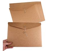 Lot de 10 porte-documents en carton et papier kraft Format A4 Pochette Document en Papier Kraft Sac Enveloppe de Fichiers Epais Portable Chemises Stockage File Folder Papier pour bureau scolaire