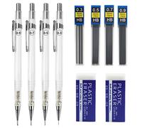 Lot de 10 porte-mines Hb 0,3 0,5 0,7 0,9 mm - Porte-mine mécanique automatique d'architecture - Crayon à propulsion avec recharges de plomb - Gomme pour l'art, le dessin, l'écriture, les croquis