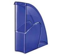 Lot de 10 Porte-revues HAPPY en polystyrène translucide - Dimensions H31 x P27 cm, dos 8,5cm. Coloris bleu