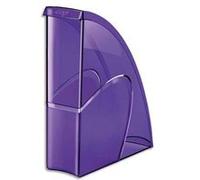 Lot de 10 Porte-revues HAPPY en polystyrène translucide - Dimensions H31 x P27 cm, dos 8,5cm. Coloris violet G