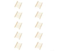 Lot de 10 porte-savon en bois avec évacuation de la tête pour salle de bain, douche et usage domestique - Finition bois naturel - 12 x 8,5 x 1,5 cm
