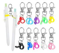 Lot de 10 porte-stylos rétractables avec fermoir mousqueton et stylos à encre gel de 0,5 mm, porte-outils d'écriture à clipser pour bobine de badge, cordon, cartes d'identité pour bureau et école