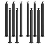 Lot de 10 poteaux de balustre carrés en métal avec support à angle réglable de 95 cm - Broches verticales noires pour garde-corps d'escalier toutes saisons