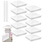 Lot de 10 poteaux de clôture - 4 x 4 cm - Avec vis - Renforcé - Résistant aux intempéries - En polypropylène - Blanc - Protection décorative UV - Résistant à la décoloration - Pour l'extérieur et