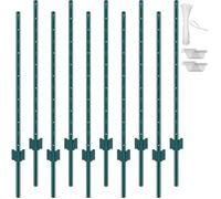 VEVOR Poteau de Clôture en Métal 121,92 cm, Lot de 10, Piquets de Clôture en Acier au Carbone Robuste, Poteaux Métalliques pour Jardin, Pelouse, Fermes, Clôtures Extérieures, Potagers, Routes, Vert