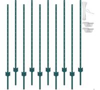 VEVOR Lot de 10 Poteaux de Clôture en Métal Piquets Robustes Jardin 152,4cm Vert