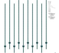 VEVOR Poteau de Clôture en Métal 213,36 cm, Lot de 10, Piquets de Clôture en Acier au Carbone Robuste, Poteaux Métalliques pour Jardin, Pelouse, Fermes, Clôtures Extérieures, Potagers, Routes, Vert
