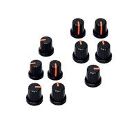 Lot de 10 potentiomètres en plastique de rechange pour volumes de guitare - Boutons de commande - 6 mm - Avec sangle - Amplificateur de trou d'arbre - Accessoires pour instruments électroniques