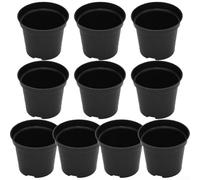 Lot de 10 pots de fleurs en plastique noir de plusieurs tailles, moulés par injection avec drainage à deux niveaux pour favoriser la circulation de l'air et le contrôle de la rétention d'eau (B140#)