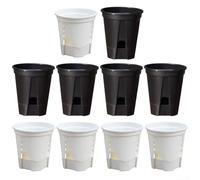 Lot de 10 pots de jardin en plastique à auto-arrosage avec trous de drainage, finition mate moderne, pour orchidées, plantes grasses et herbes aromatiques, utilisation en intérieur/extérieur (120B)