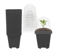 Lot de 10 pots de pépinière en forme de dôme d'humidité pour commencer la croissance de nouvelles plantes et les transitions (13,5 cm, noir)