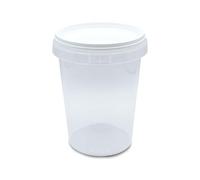 Lot de 10 Pots en Plastique avec Couvercles de 500g, Nicot Transparent avec Languette (PAL), Pots pour Conditionner le Miel ou autre utilisation Alimentaire, Prêts à l’emploi. FABRIQUER EN FRANCE