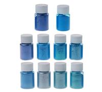 Lot de 10 poudres de mica bleu océan pour résine époxy, pigment en poudre fine pour ongles en résine, travaux manuels, décorations, services de coupe, fabrication de cartes
