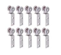 Lot de 10 poulies à roulement métallique for tube courbé avec deux roues en plastique, longueur 65 mm