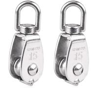 Lot de 10 poulies en acier inoxydable M15 avec crochet pivotant, poulie de câble métallique robuste pour levage, système de blocage de câble en acier 304 durable