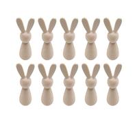 Lot de 10 poupées en bois en forme de lapin - Figurines miniatures non peintes - Pour la décoration du bureau, de la chambre à coucher, des fêtes, des projets de vacances et des fêtes
