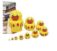 Lot de 10 poupées russes empilables en bois jaune, joli canard jaune fait à la main, canards empilés pour armoires, chambres, étagères